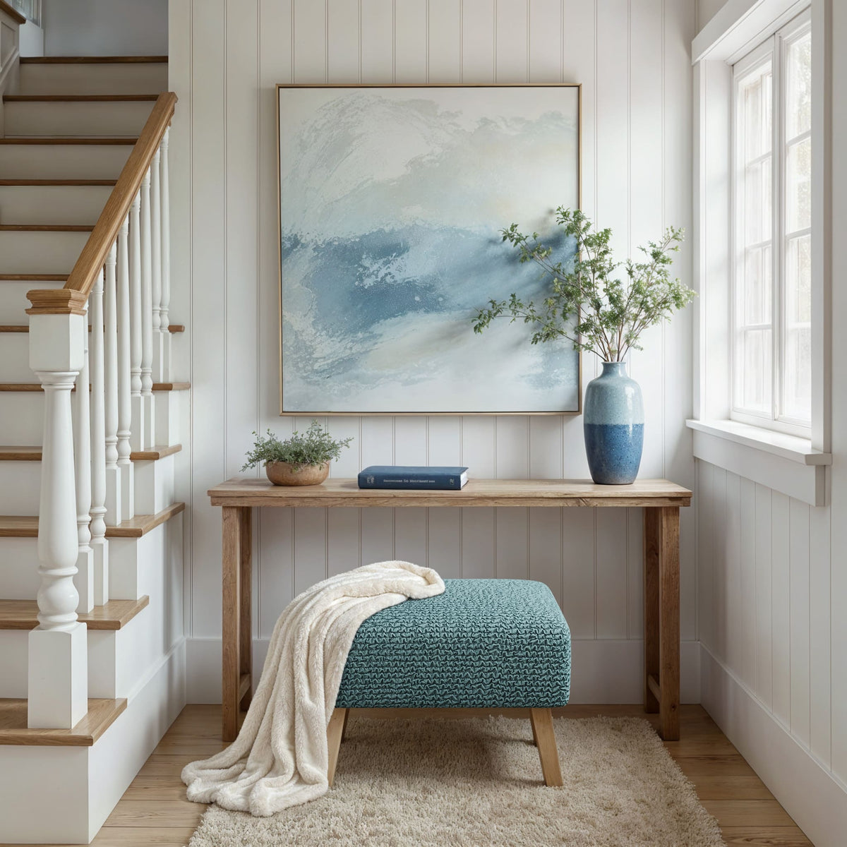 Ottoman Slipcover (Small), Comfort Collection – Teal, interior view 2 | Teal