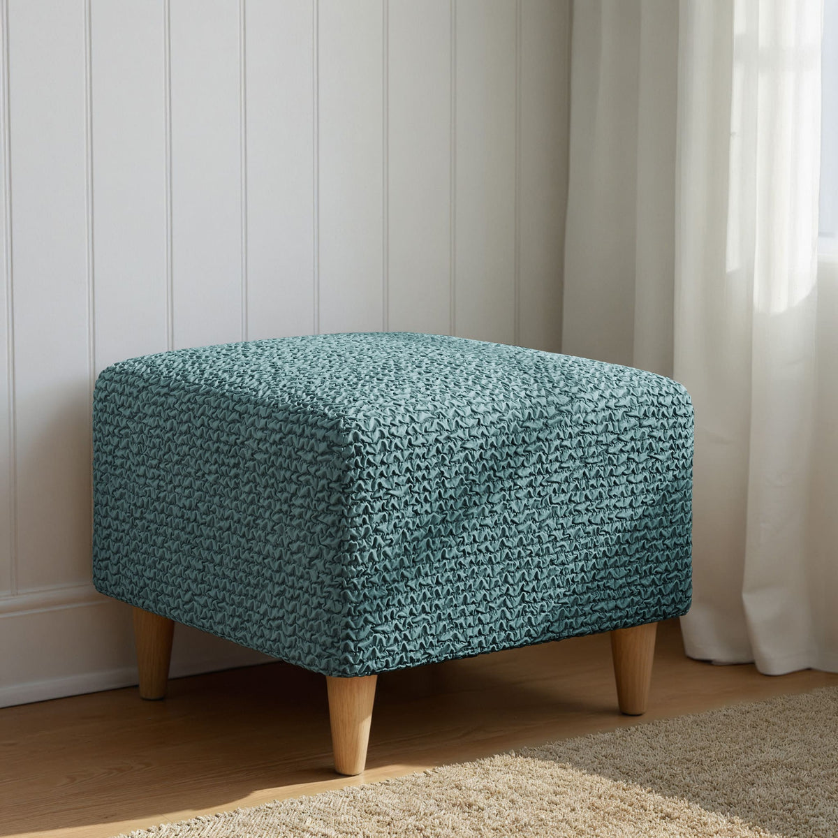 Ottoman Slipcover (Small), Comfort Collection – Teal, interior view 3 | Teal