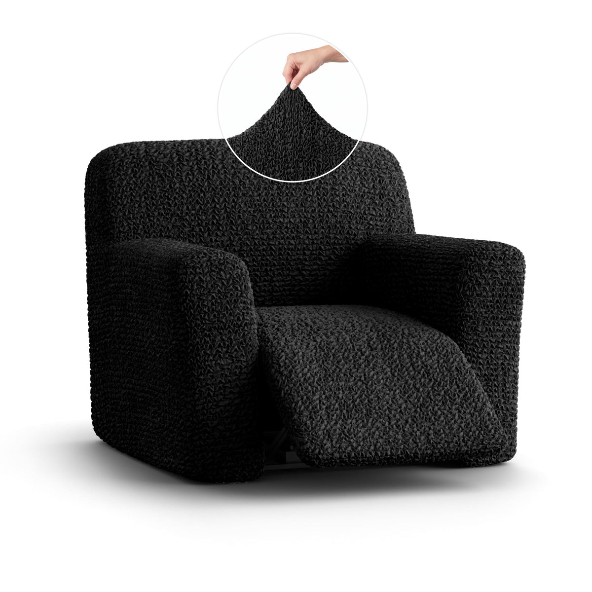 Reclining Armchair Slipcover, Comfort Collection – Black, front view | Black