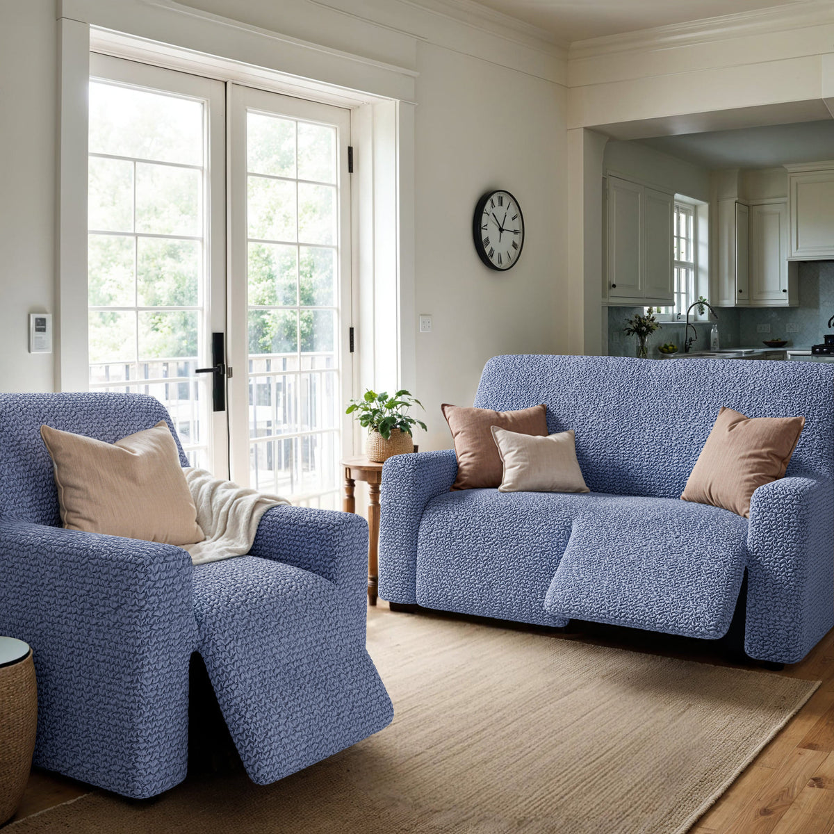 Reclining Armchair Slipcover, Comfort Collection – Blue, interior view 3 | Blue