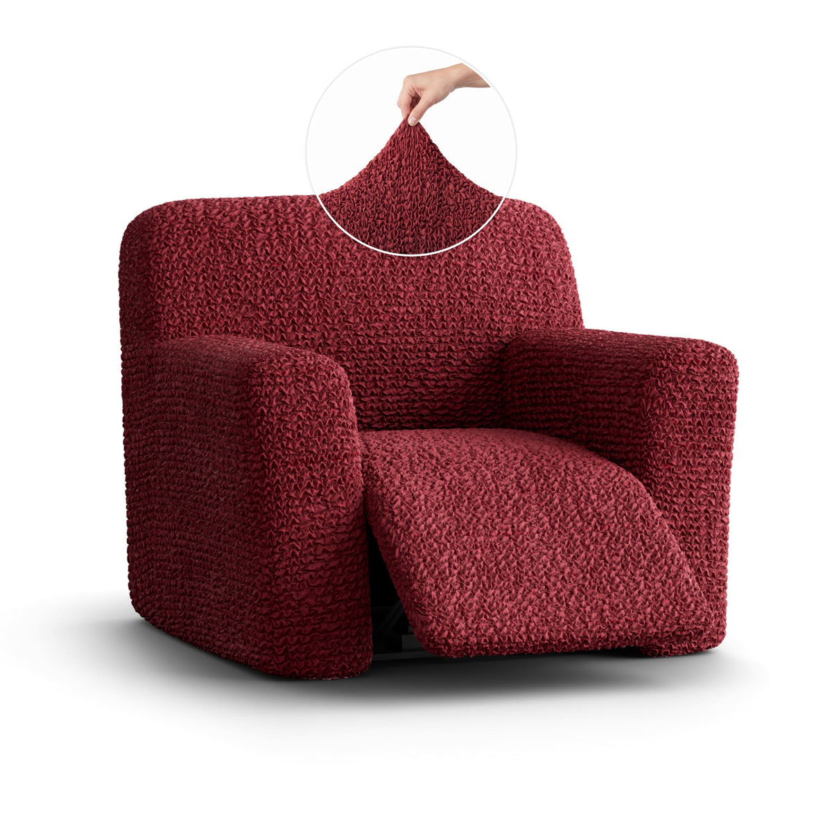 Reclining Armchair Slipcover, Comfort Collection – Burgundy, front view | Burgundy