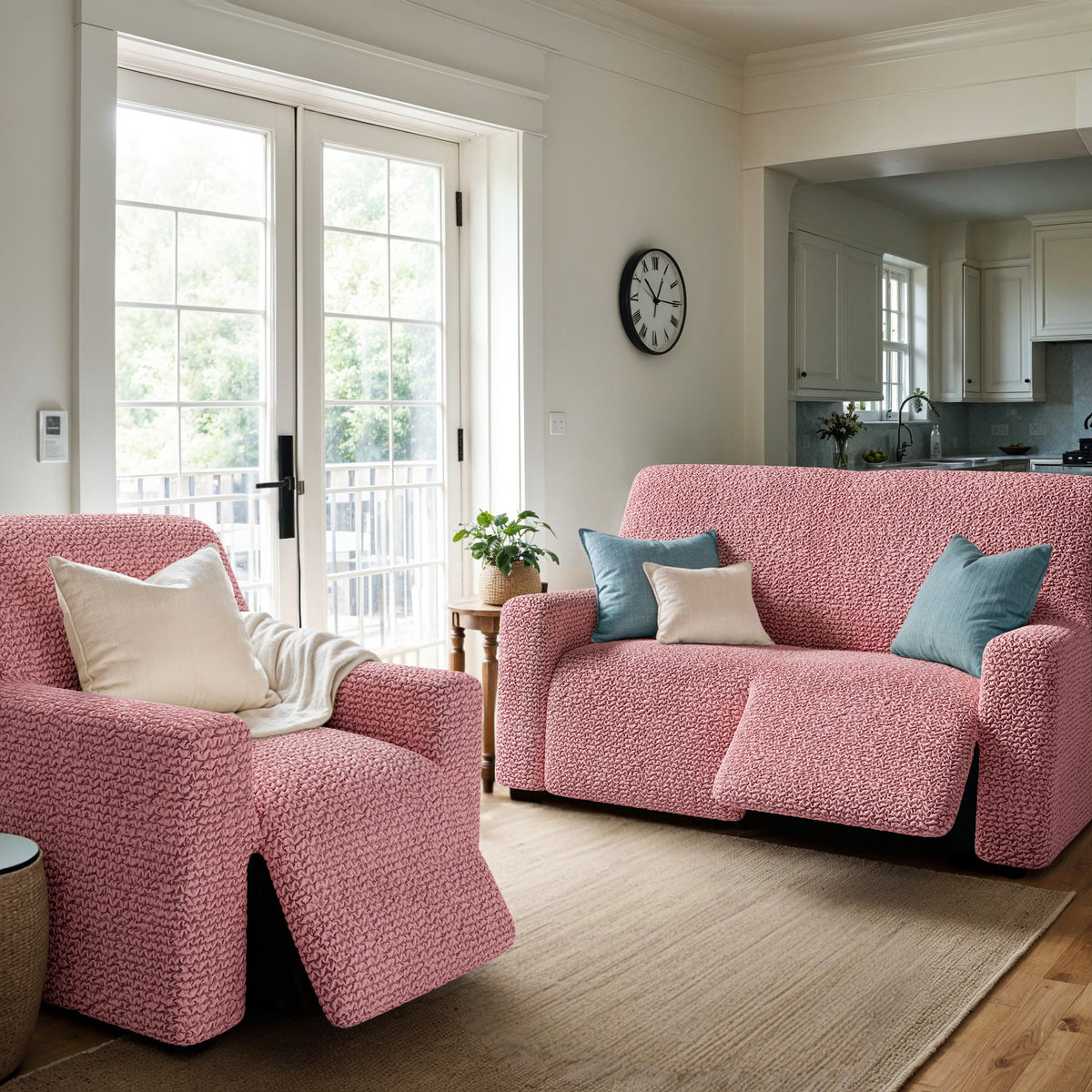 Reclining Armchair Slipcover, Comfort Collection – Coral Pink, interior view 3 | Coral Pink