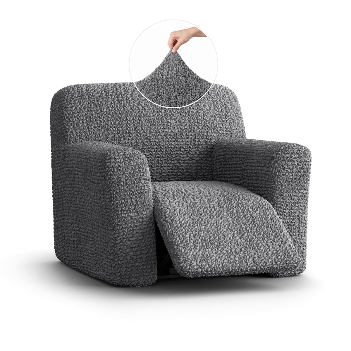 Reclining Armchair Slipcover, Comfort Collection – Dark Grey, front view | Dark Grey