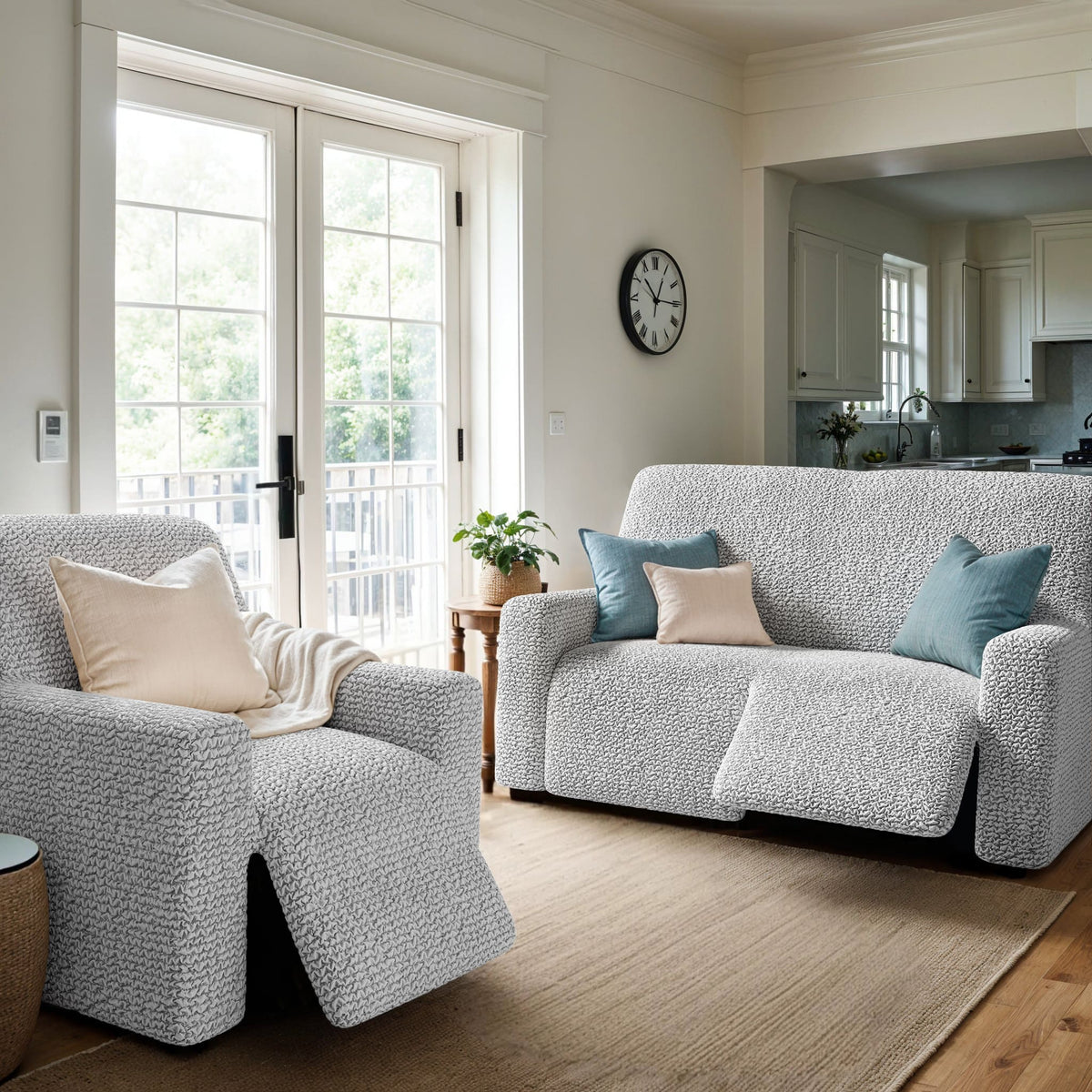Reclining Armchair Slipcover, Comfort Collection – Light Grey, interior view 3 | Light Grey