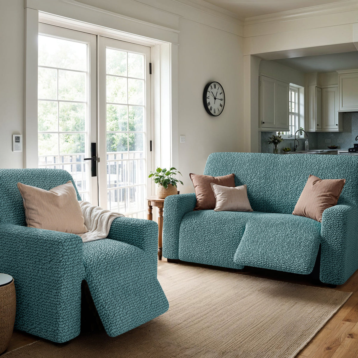 Reclining Armchair Slipcover, Comfort Collection – Teal, interior view 3 | Teal