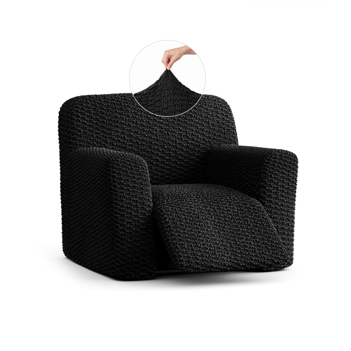 Reclining Armchair Slipcover, Embrace Collection – Black, front view | Black