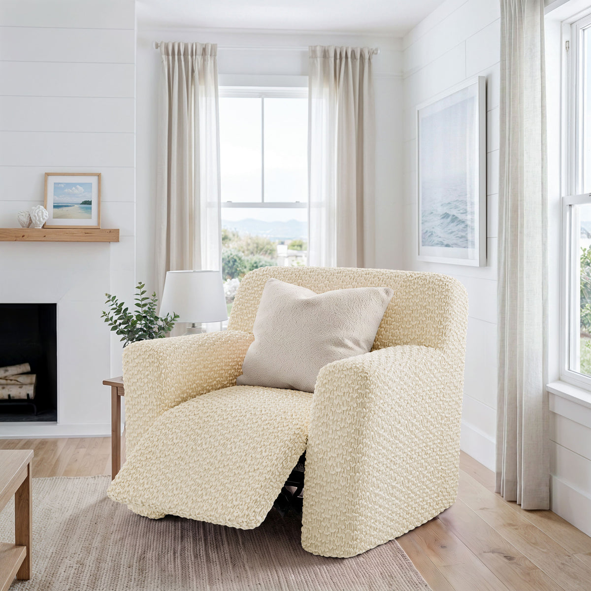 Reclining Armchair Slipcover, Embrace Collection – Cream, interior view 2 | Cream
