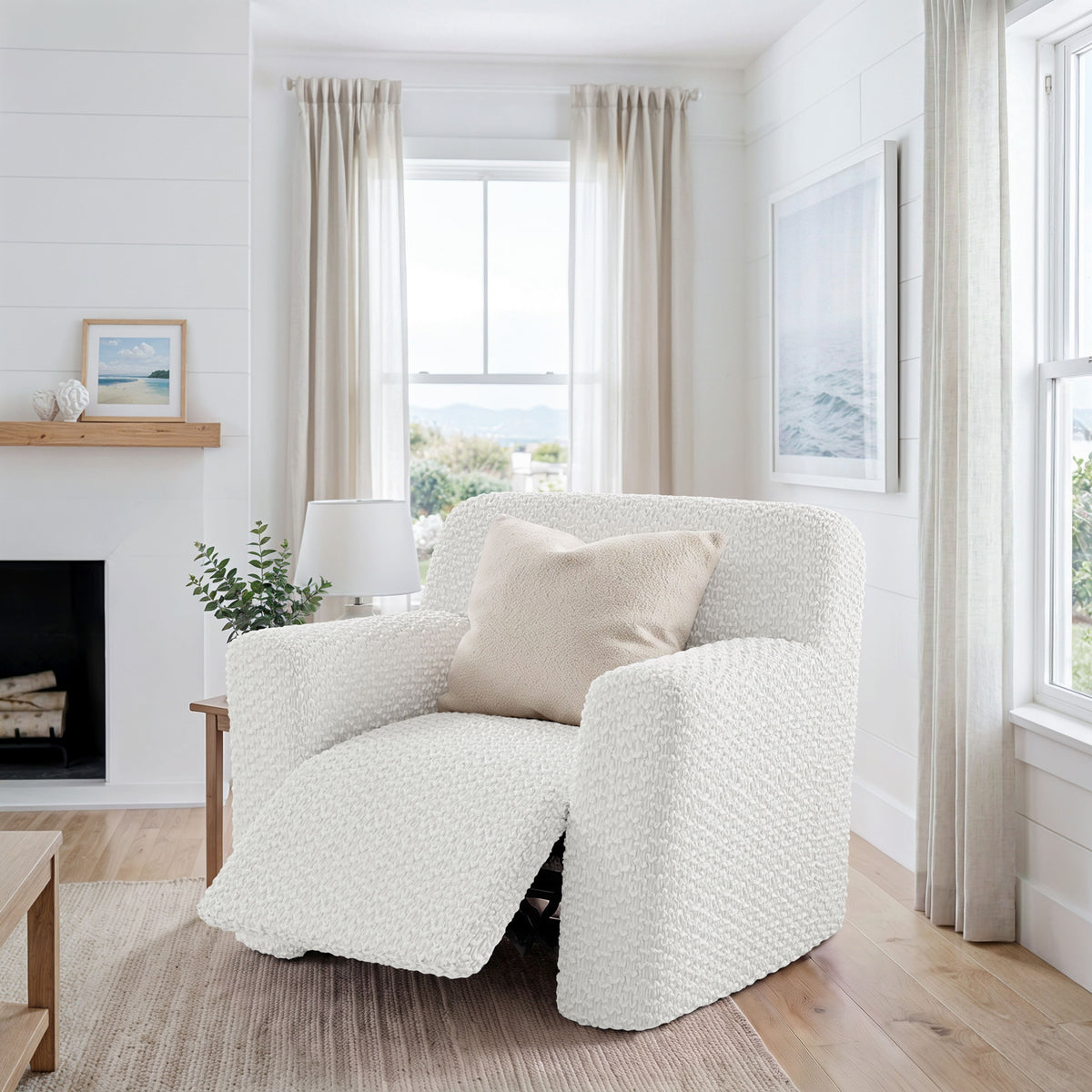 Reclining Armchair Slipcover, Embrace Collection – Crisp White, interior view 2 | Crisp White