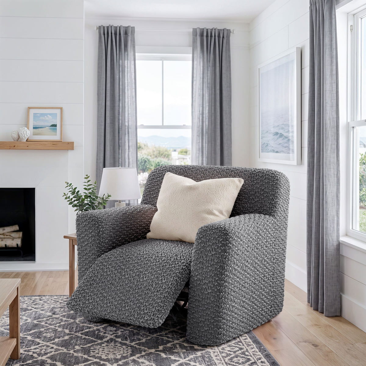 Reclining Armchair Slipcover, Embrace Collection – Dark Grey, interior view 2 | Dark Grey