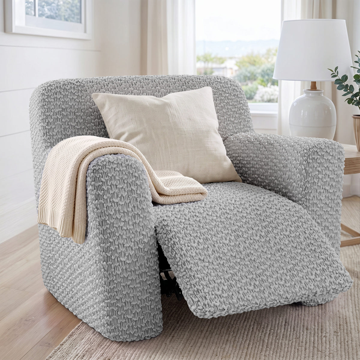 Reclining Armchair Slipcover, Embrace Collection – Light Grey, interior view 1 | Light Grey