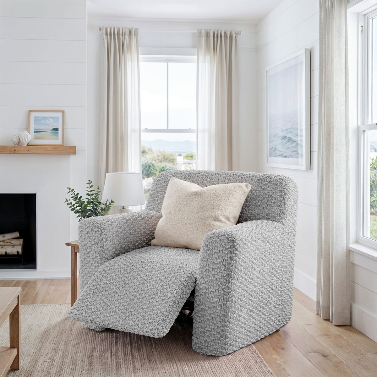 Reclining Armchair Slipcover, Embrace Collection – Light Grey, interior view 2 | Light Grey
