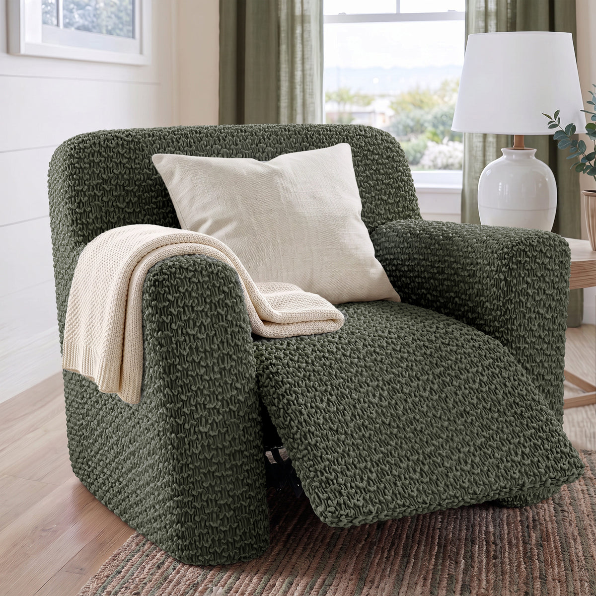 Reclining Armchair Slipcover, Embrace Collection – Moss Green, interior view 1 | Moss Green
