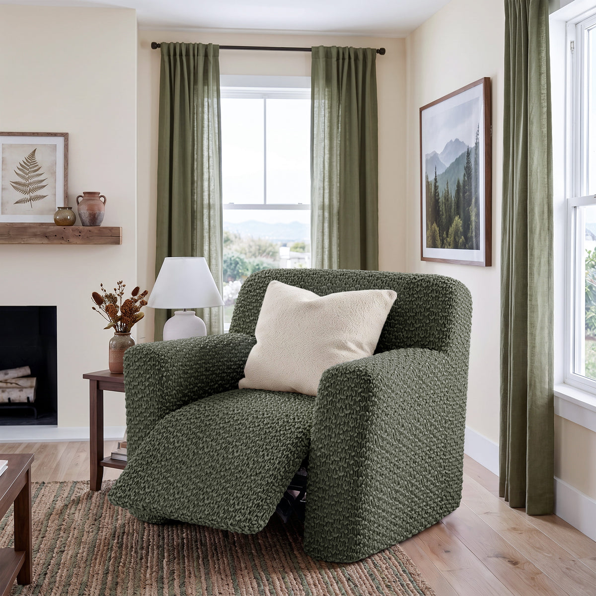 Reclining Armchair Slipcover, Embrace Collection – Moss Green, interior view 2 | Moss Green