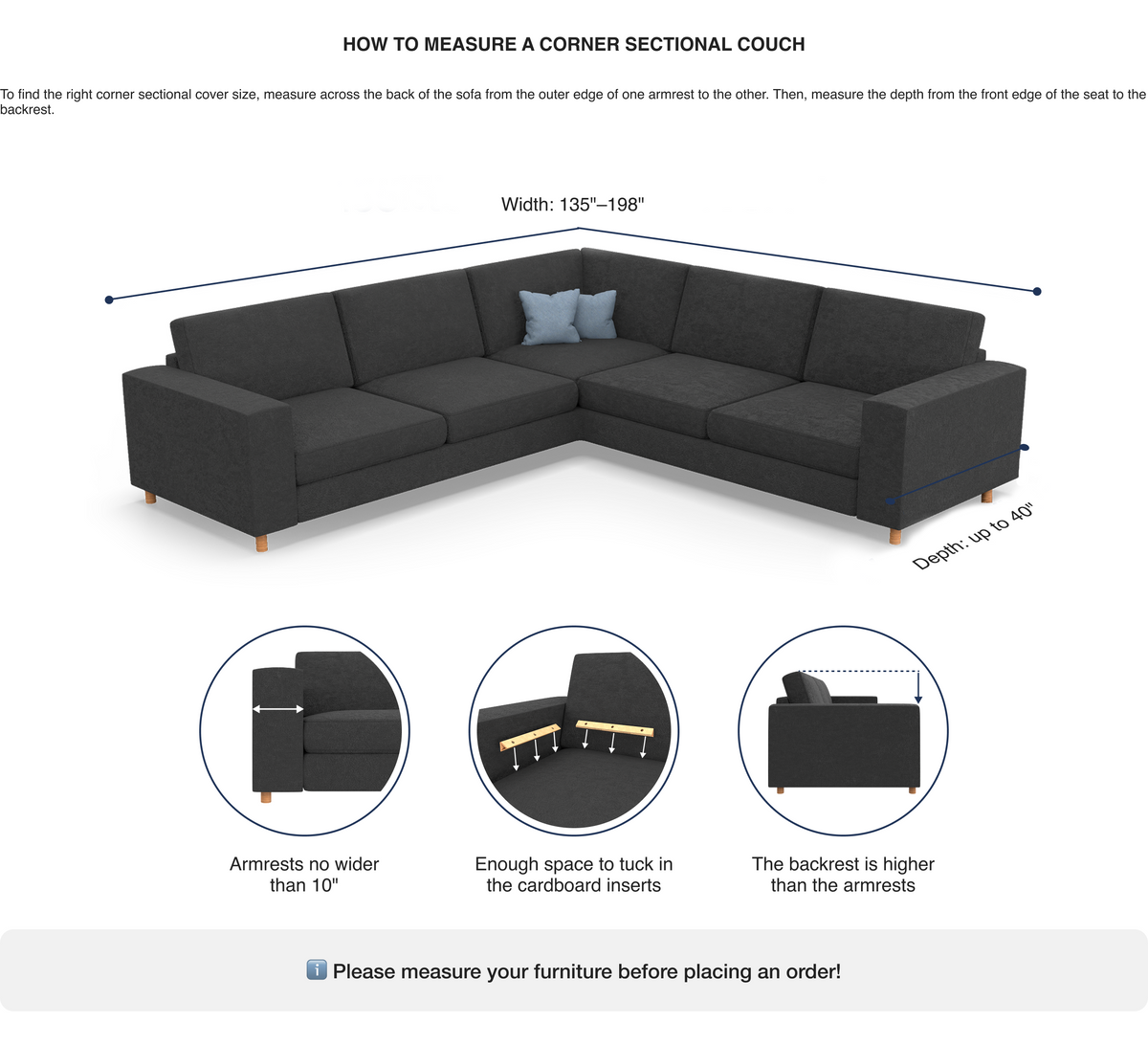 Sectional Couch Dimensions | Measure a Sectional Sofa
