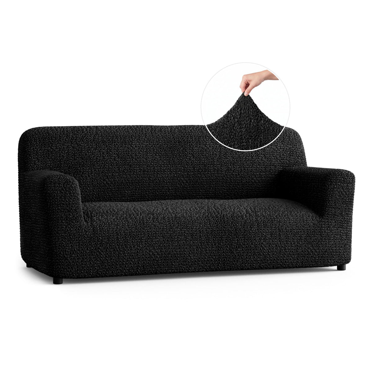 Sofa 3 Seater Slipcover, Comfort Collection – Black, front view | Black