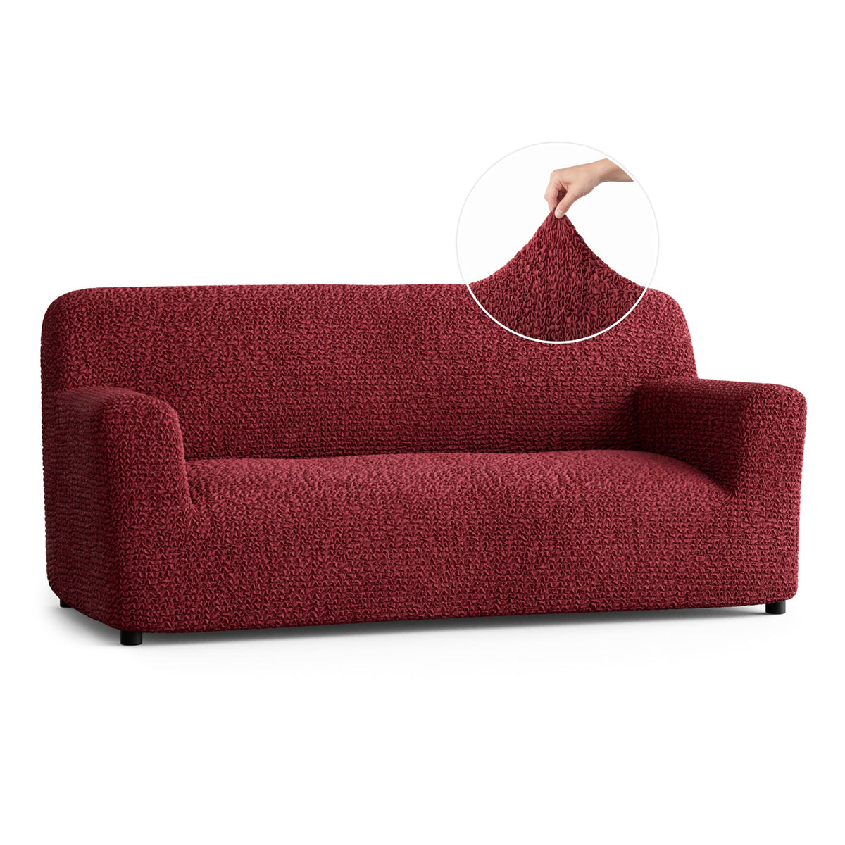 Sofa 3 Seater Slipcover, Comfort Collection – Burgundy, front view | Burgundy