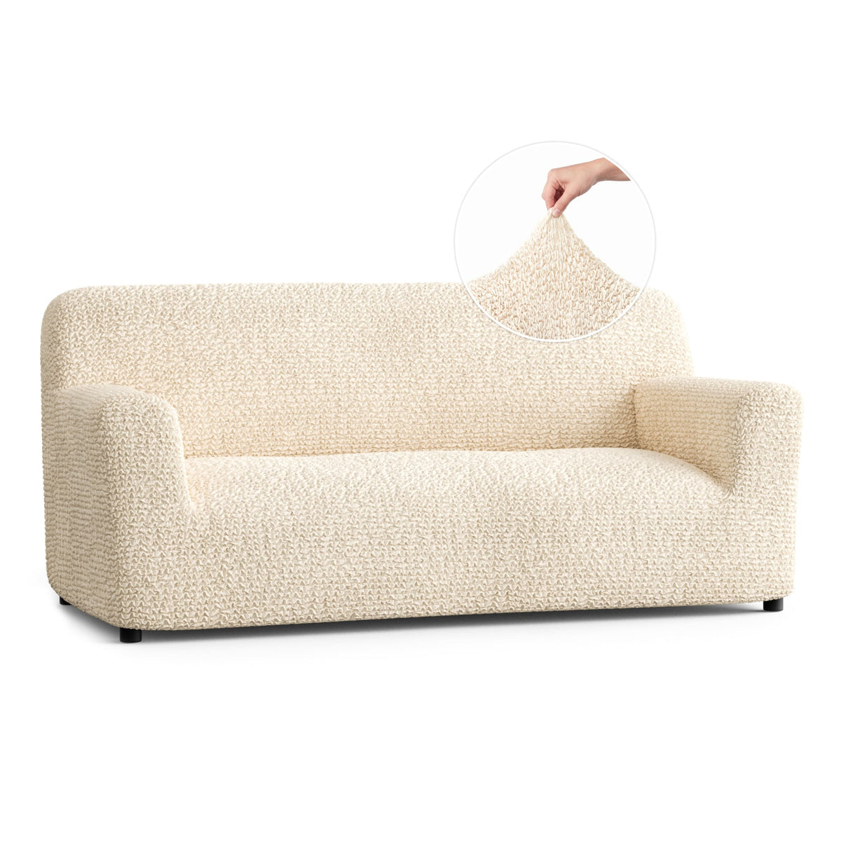 Sofa 3 Seater Slipcover, Comfort Collection – Cream, front view | Cream