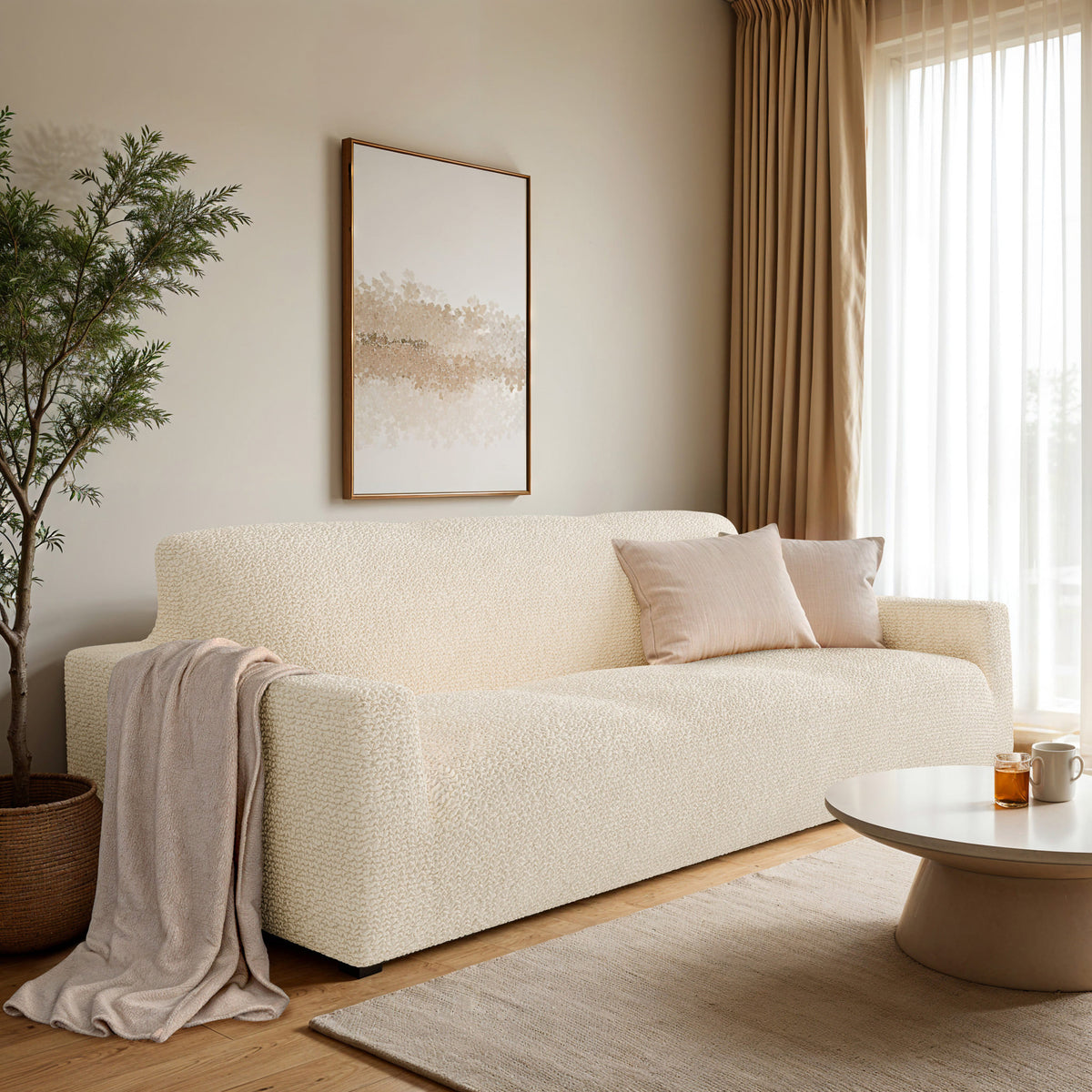 Sofa 3 Seater Slipcover, Comfort Collection – Cream, interior view 1 | Cream