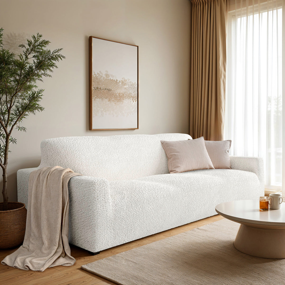 Sofa 3 Seater Slipcover, Comfort Collection – Crisp White, interior view 1 | Crisp White