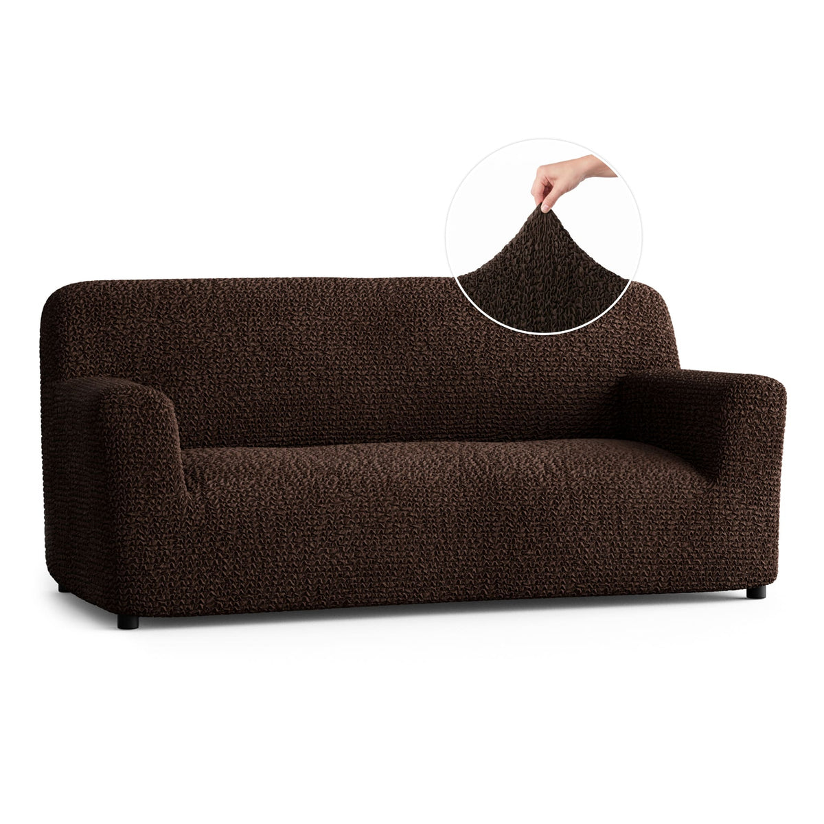 Sofa 3 Seater Slipcover, Comfort Collection – Dark Brown, front view | Dark Brown