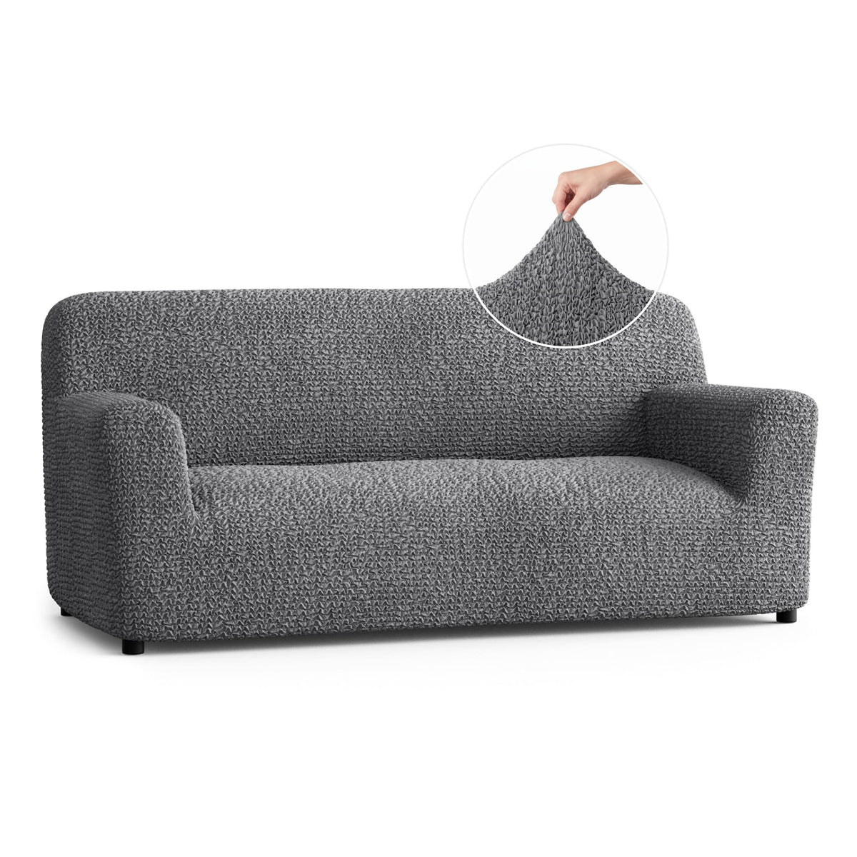 Sofa 3 Seater Slipcover, Comfort Collection – Dark Grey, front view | Dark Grey