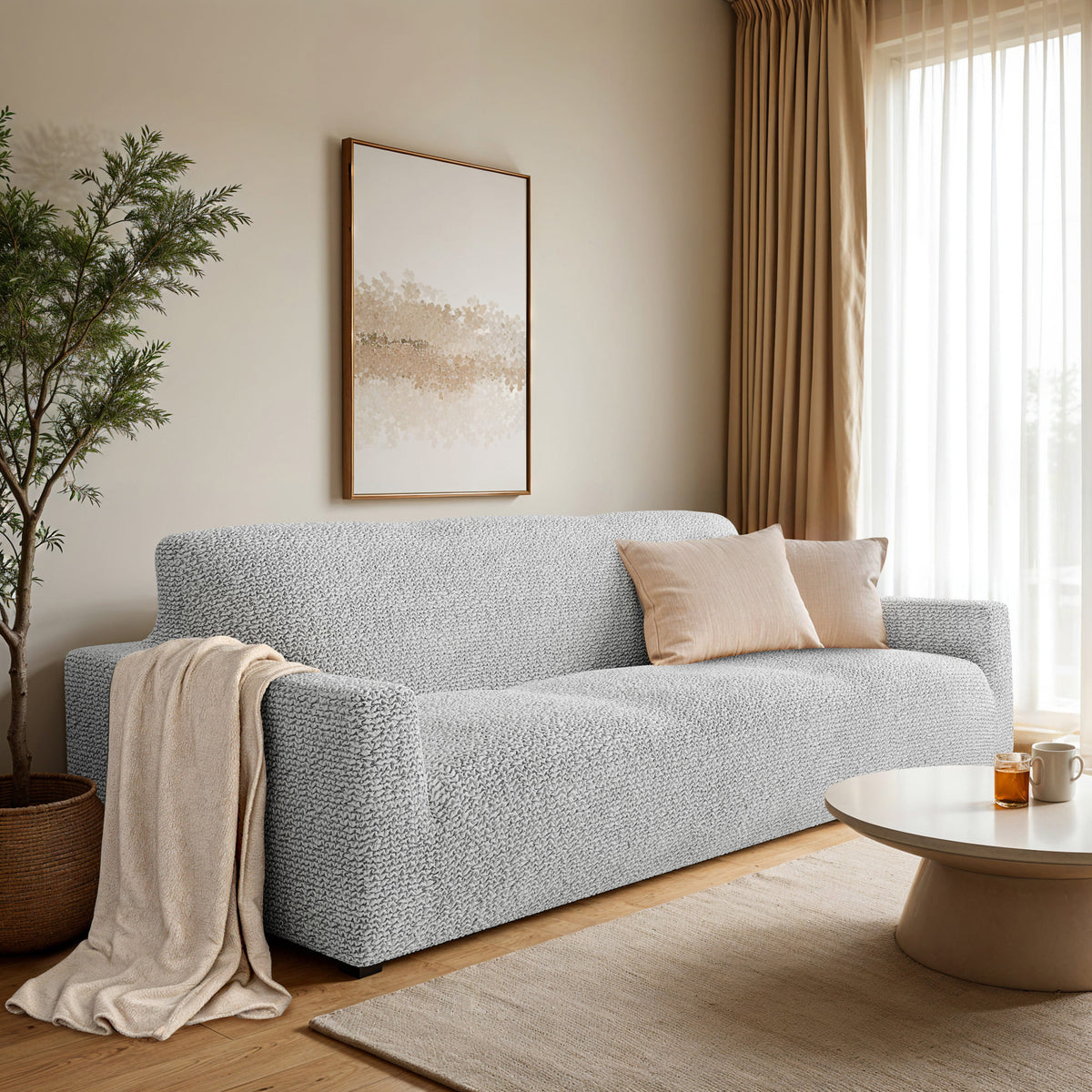 Sofa 3 Seater Slipcover, Comfort Collection – Light Grey, interior view 1 | Light Grey