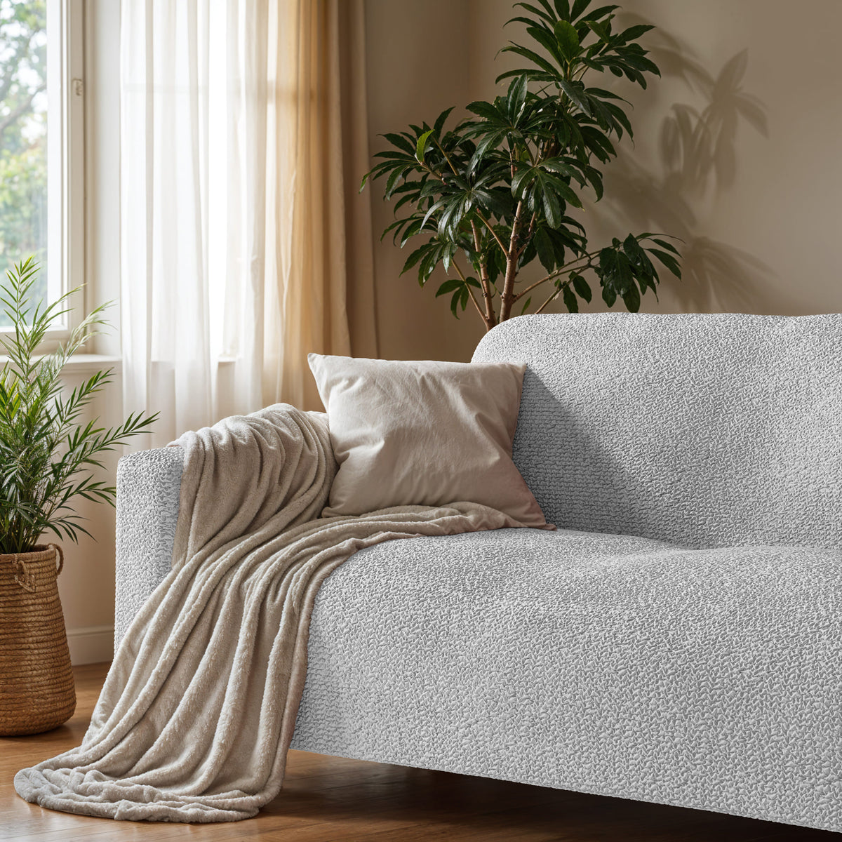 Sofa 3 Seater Slipcover, Comfort Collection – Light Grey, interior view 3 | Light Grey