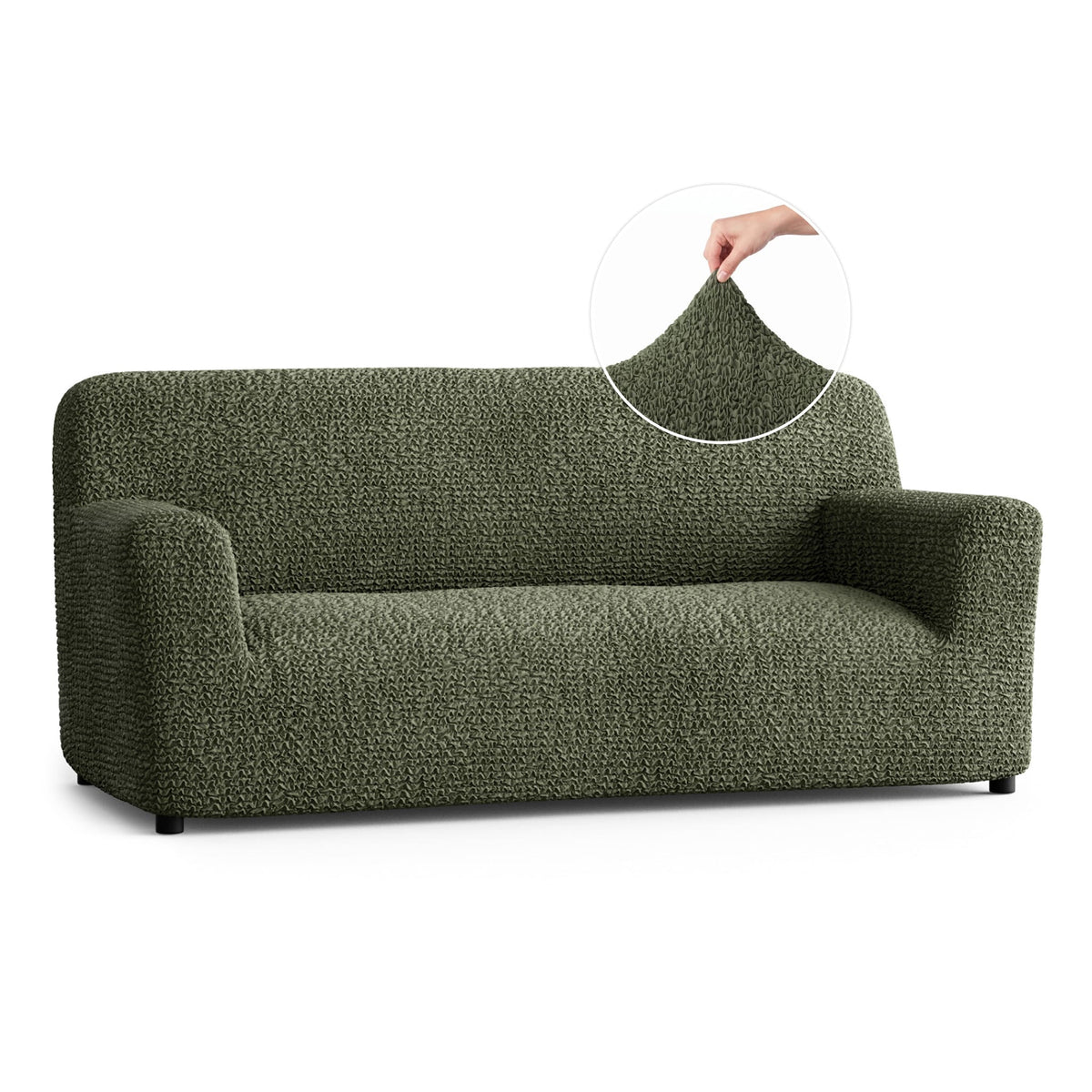 Sofa 3 Seater Slipcover, Comfort Collection – Moss Green, front view | Moss Green