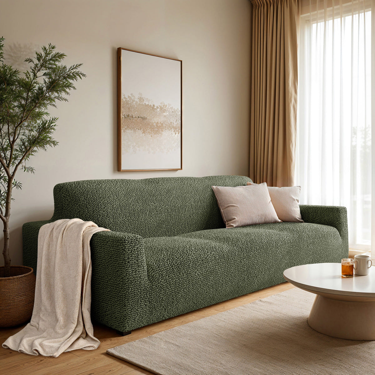 Sofa 3 Seater Slipcover, Comfort Collection – Moss Green, interior view 1 | Moss Green