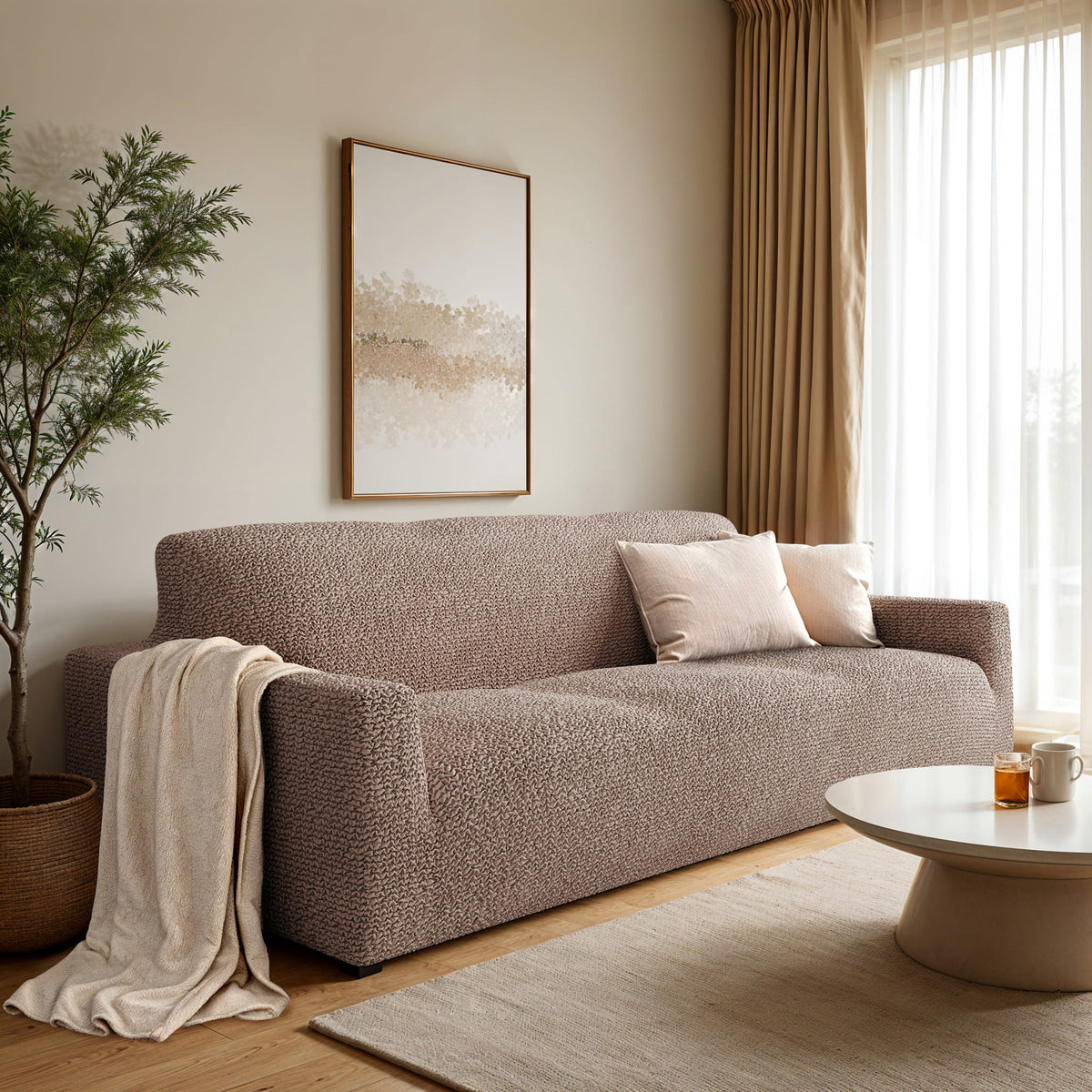 Sofa 3 Seater Slipcover, Comfort Collection – Soft Taupe, interior view 1 | Soft Taupe