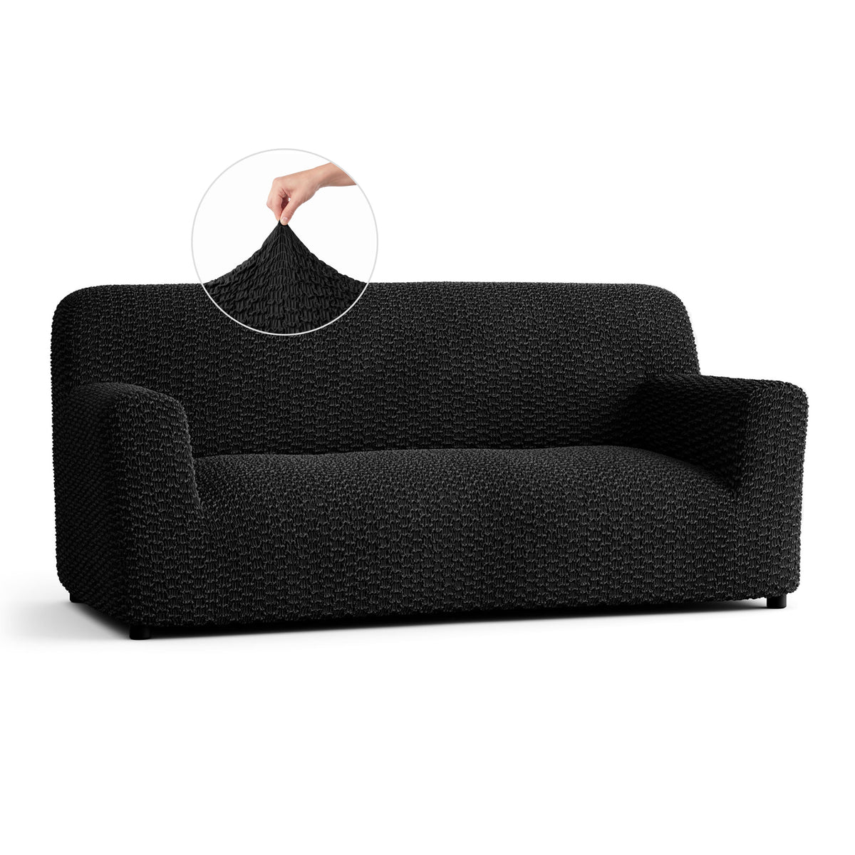 Sofa 3 Seater Slipcover, Embrace Collection – Black, front view | Black