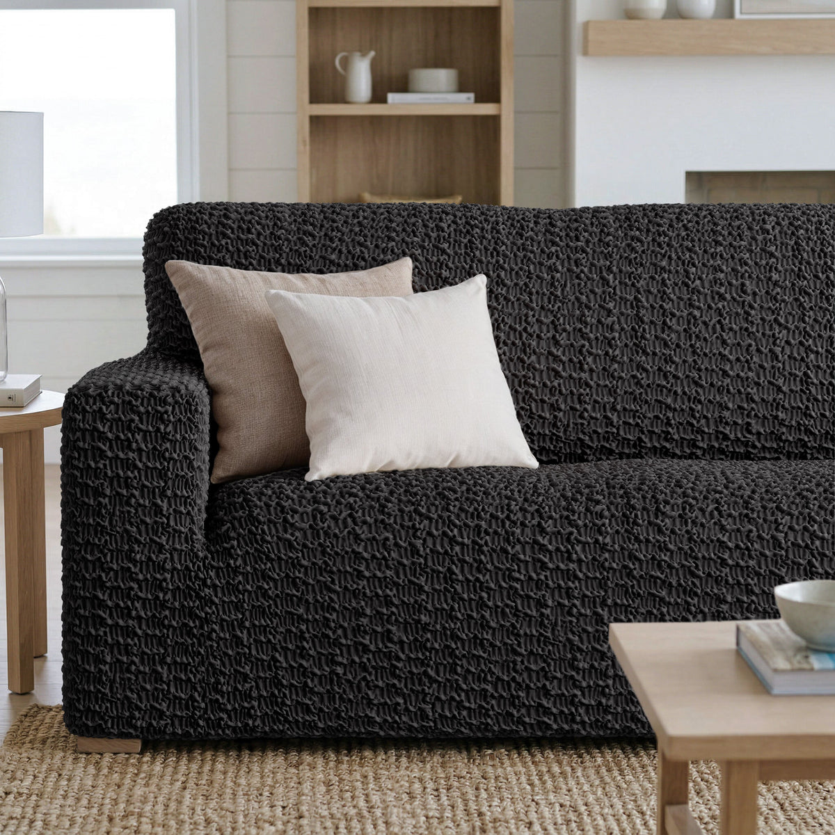 Sofa 3 Seater Slipcover, Embrace Collection – Black, interior view 1 | Black
