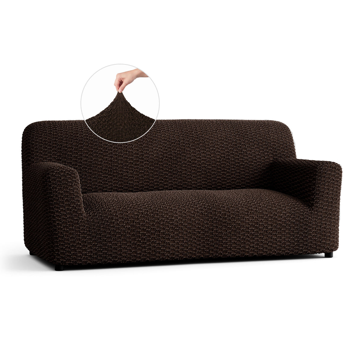Sofa 3 Seater Slipcover, Embrace Collection – Dark Brown, front view | Dark Brown