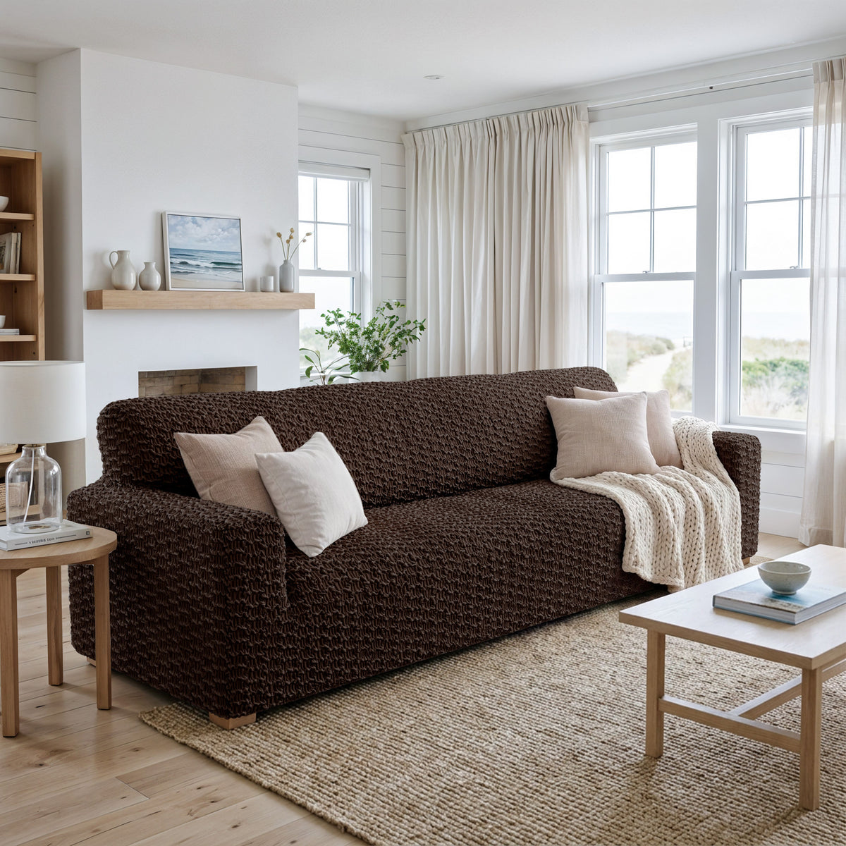 Sofa 3 Seater Slipcover, Embrace Collection – Dark Brown, interior view 2 | Dark Brown