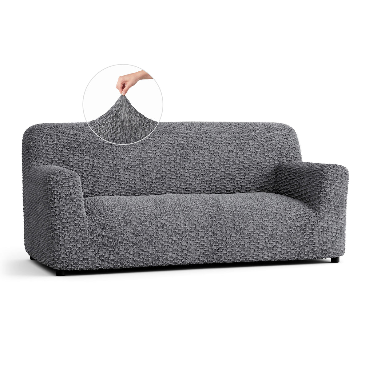 Sofa 3 Seater Slipcover, Embrace Collection – Dark Grey, front view | Dark Grey