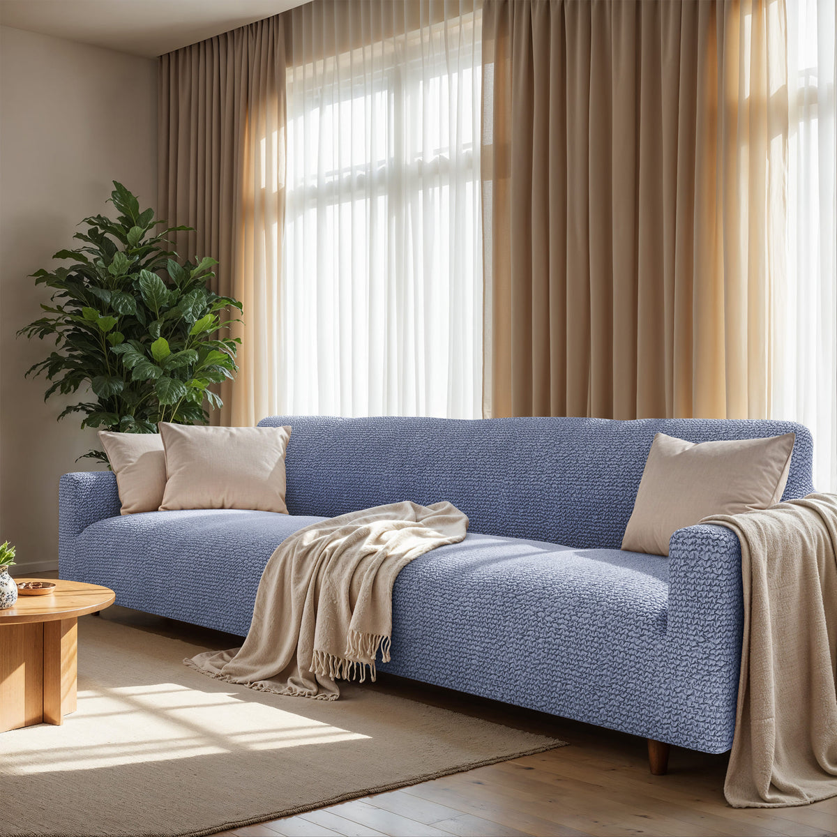 Sofa 4 Seater Slipcover, Comfort Collection – Blue, interior view 1 | Blue