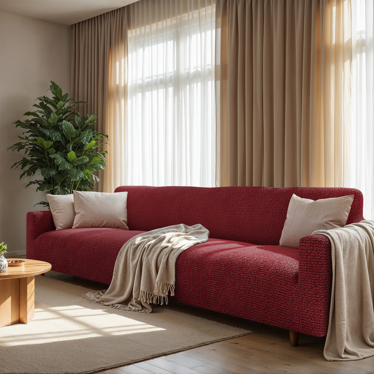 Sofa 4 Seater Slipcover, Comfort Collection – Burgundy, interior view 1 | Burgundy