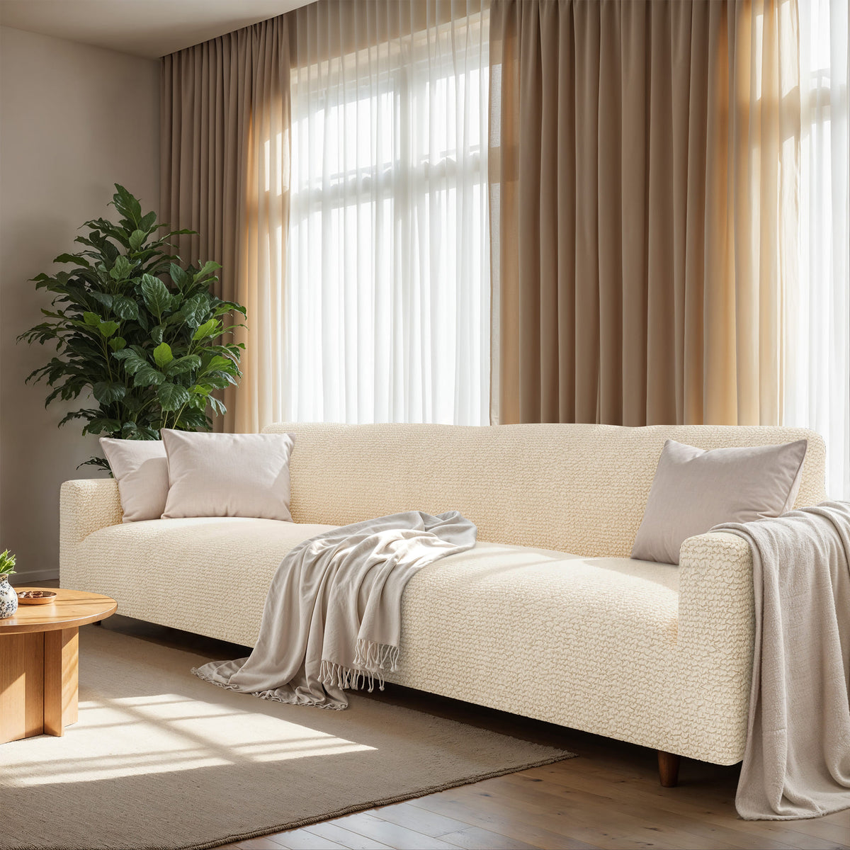 Sofa 4 Seater Slipcover, Comfort Collection – Cream, interior view 1 | Cream