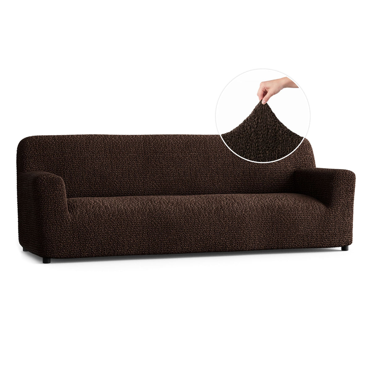 Sofa 4 Seater Slipcover, Comfort Collection – Dark Brown, front view | Dark Brown