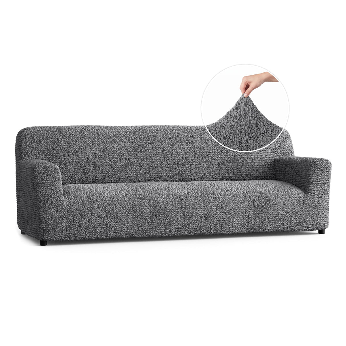 Sofa 4 Seater Slipcover, Comfort Collection – Dark Grey, front view | Dark Grey