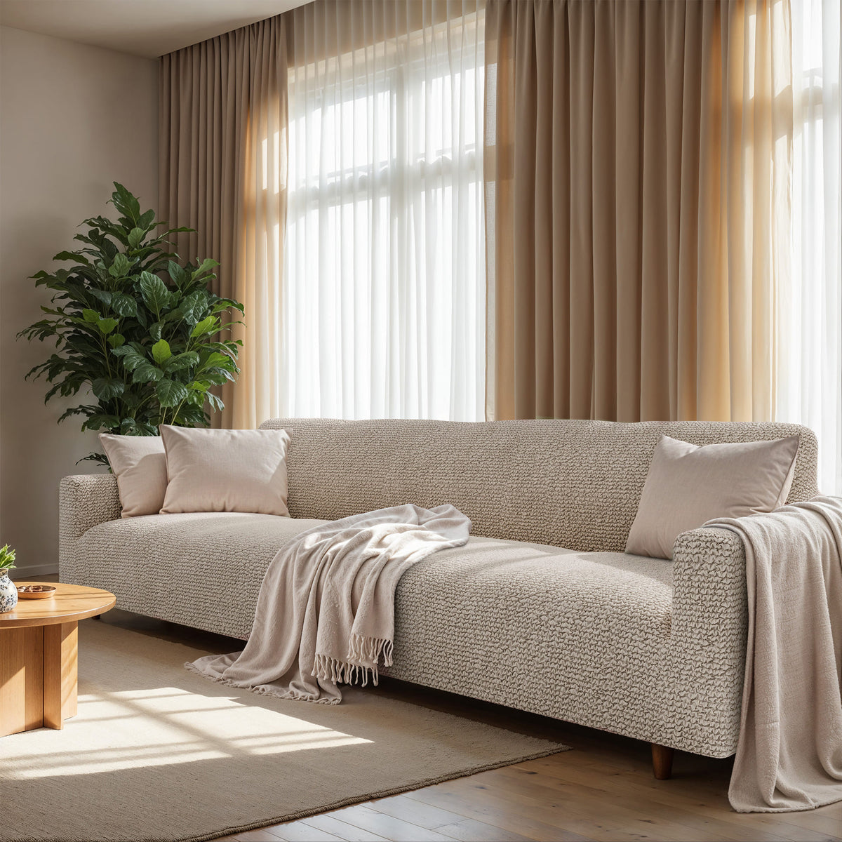 Sofa 4 Seater Slipcover, Comfort Collection – Macadamia, interior view 1 | Macadamia