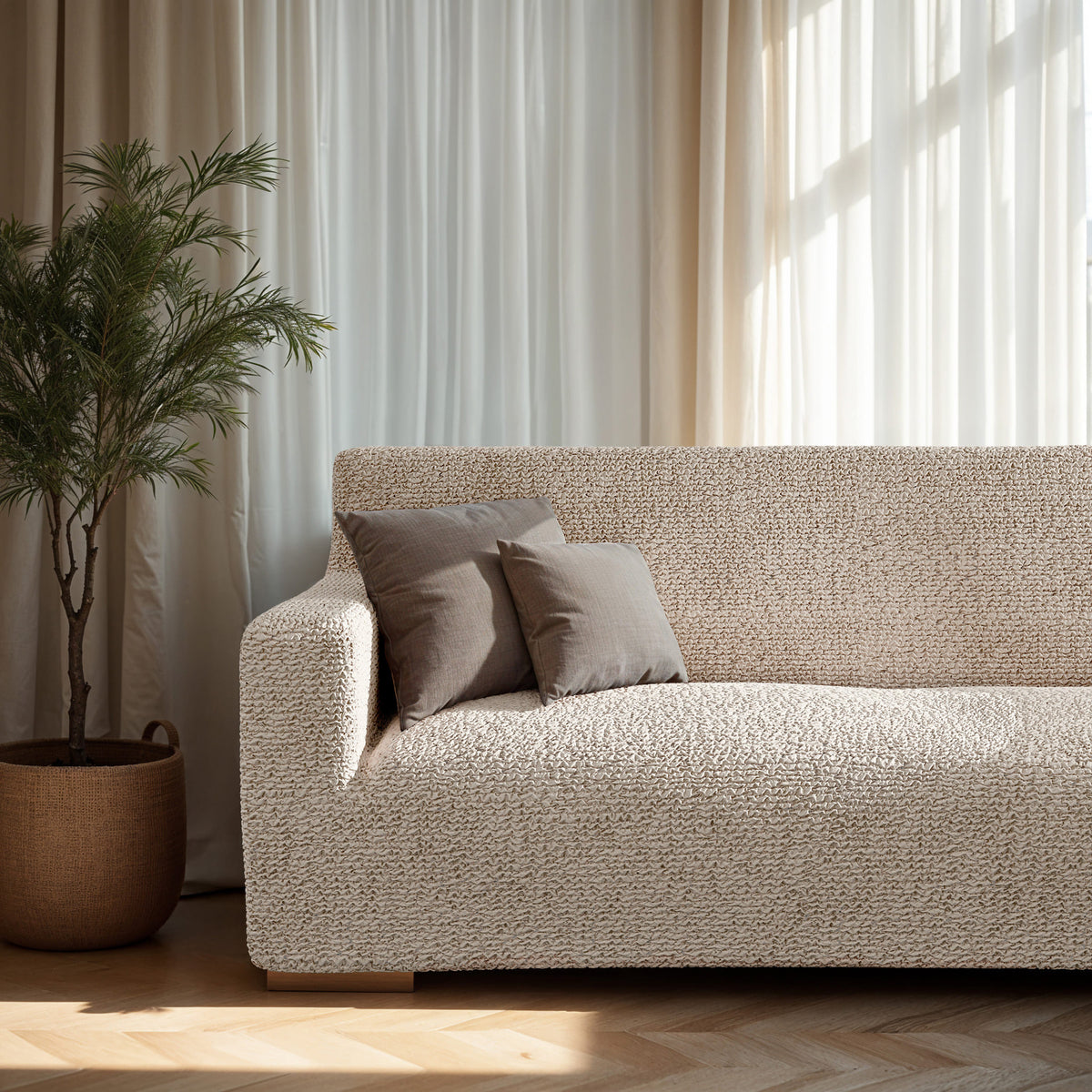 Sofa 4 Seater Slipcover, Comfort Collection – Macadamia, interior view 2 | Macadamia