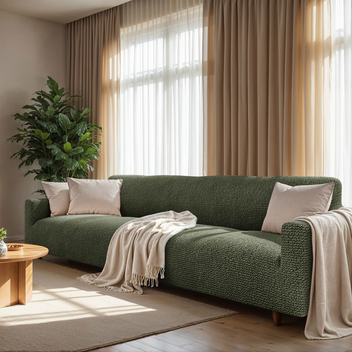 Sofa 4 Seater Slipcover, Comfort Collection – Moss Green, interior view 1 | Moss Green
