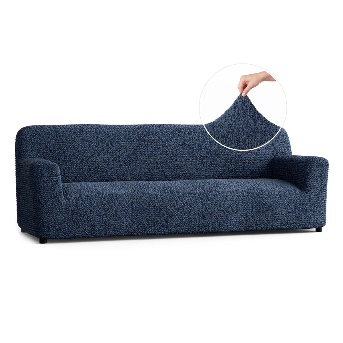 Sofa 4 Seater Slipcover, Comfort Collection – Navy Blue, front view | Navy Blue