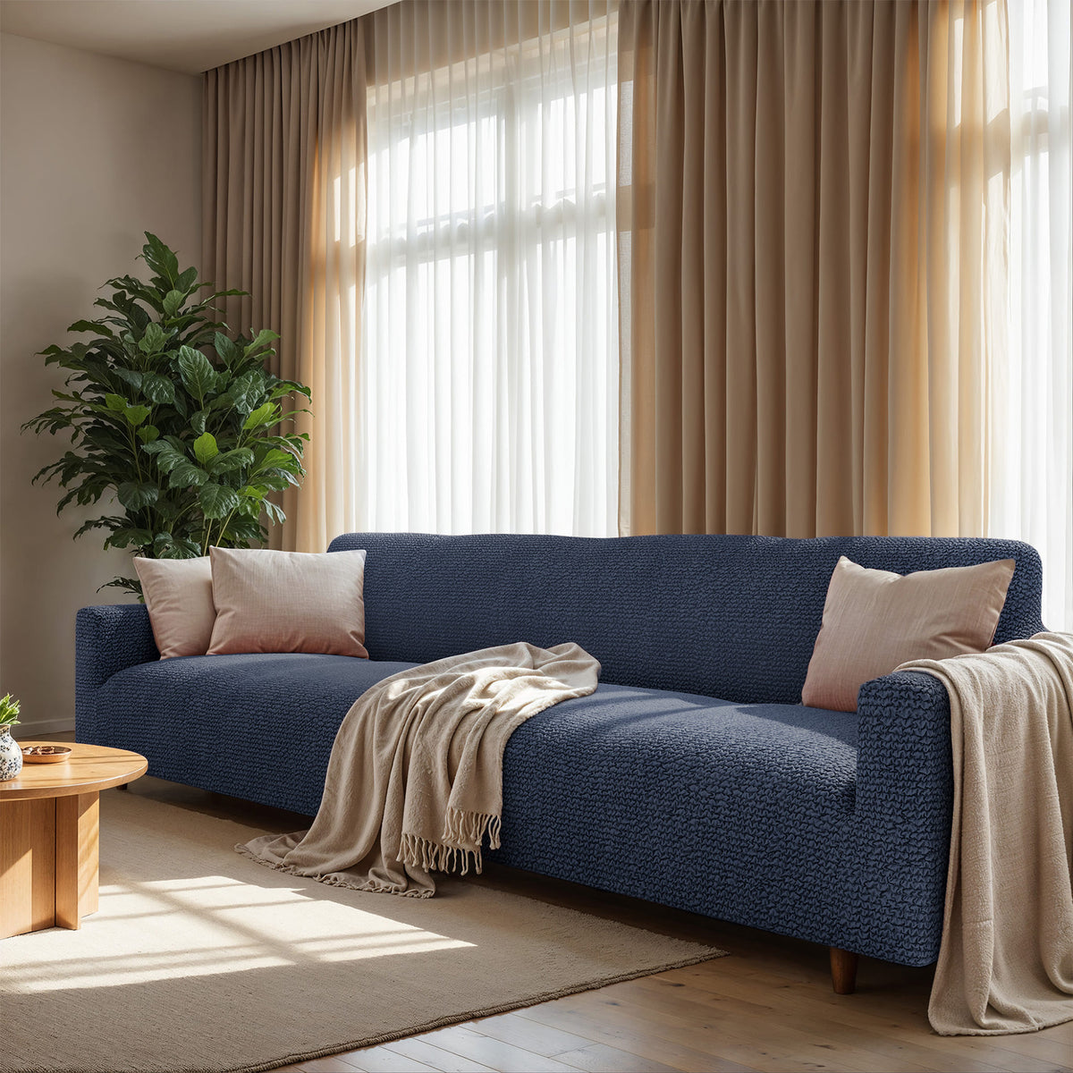 Sofa 4 Seater Slipcover, Comfort Collection – Navy Blue, interior view 1 | Navy Blue