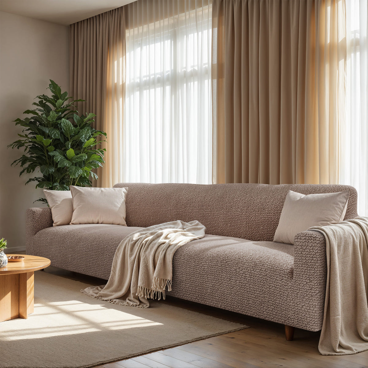 Sofa 4 Seater Slipcover, Comfort Collection – Soft Taupe, interior view 1 | Soft Taupe