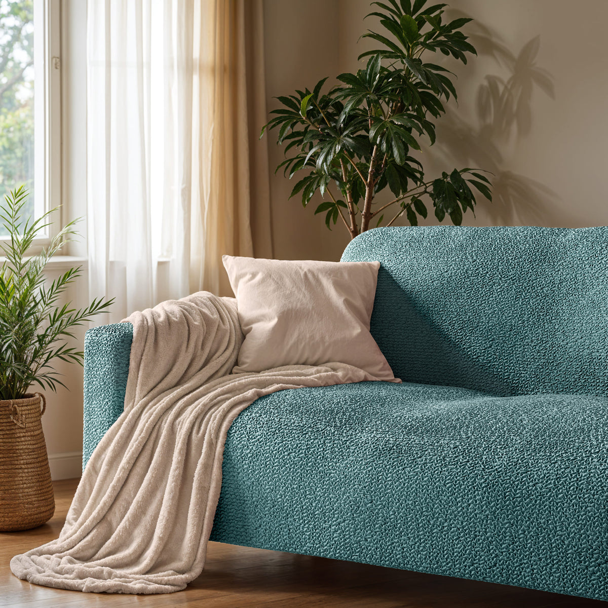 Sofa 4 Seater Slipcover, Comfort Collection – Teal, interior view 3 | Teal