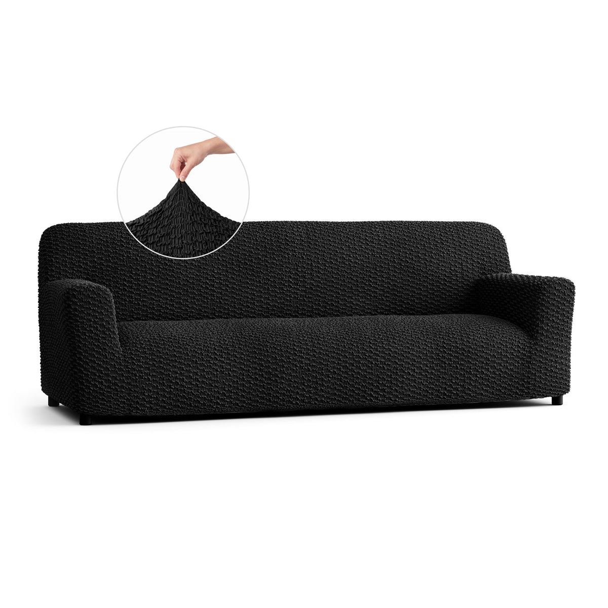 Sofa 4 Seater Slipcover, Embrace Collection – Black, front view | Black