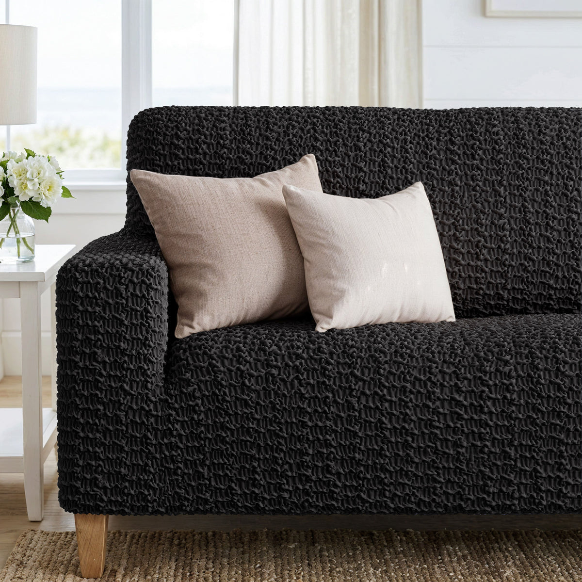 Sofa 4 Seater Slipcover, Embrace Collection – Black, interior view 1 | Black