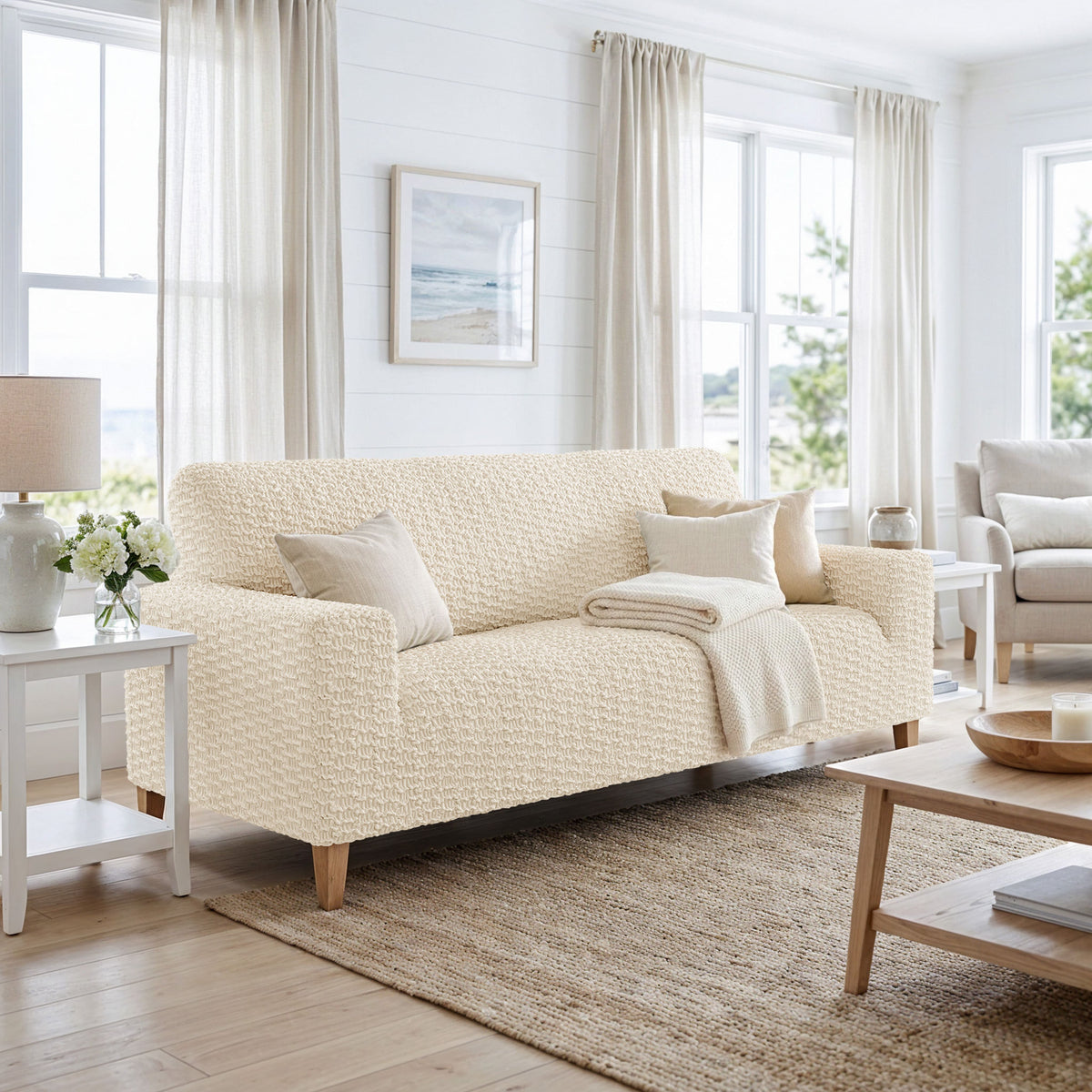 Sofa 4 Seater Slipcover, Embrace Collection – Cream, interior view 2 | Cream